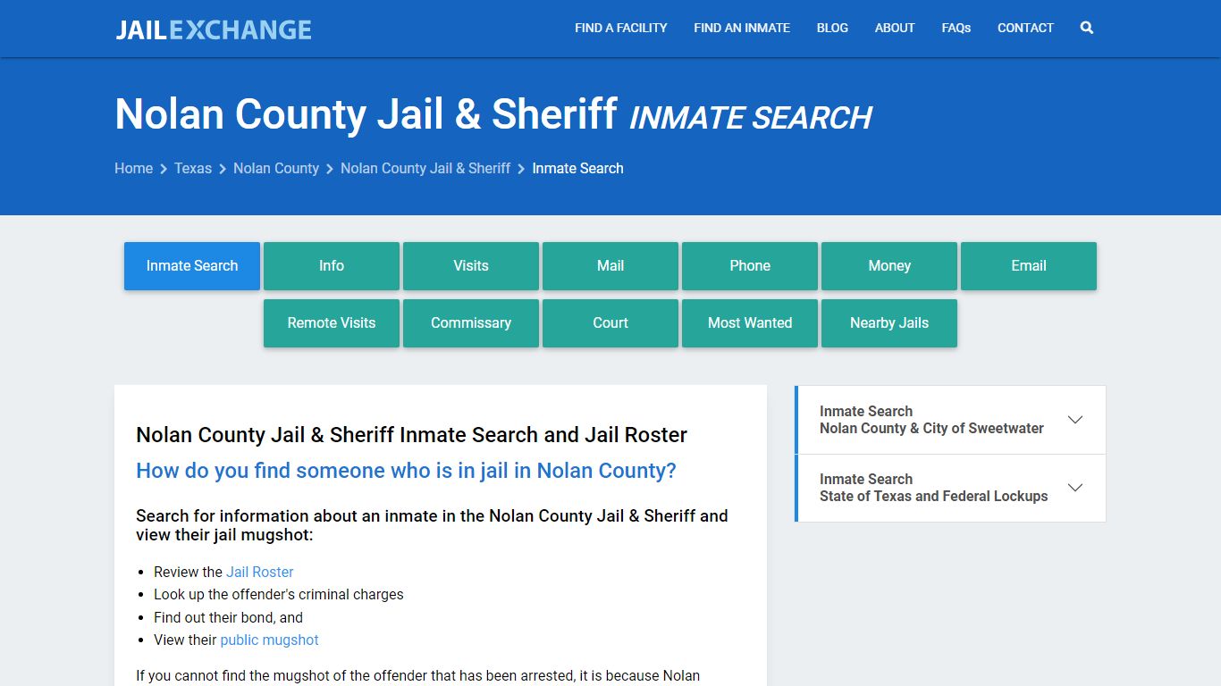 Nolan County Jail & Sheriff Inmate Search - Jail Exchange